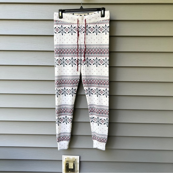 Adoreme Snowflake Print Pajama Set Soft Waffle Knit Holidas Pjs Women's Size M - Picture 5 of 16